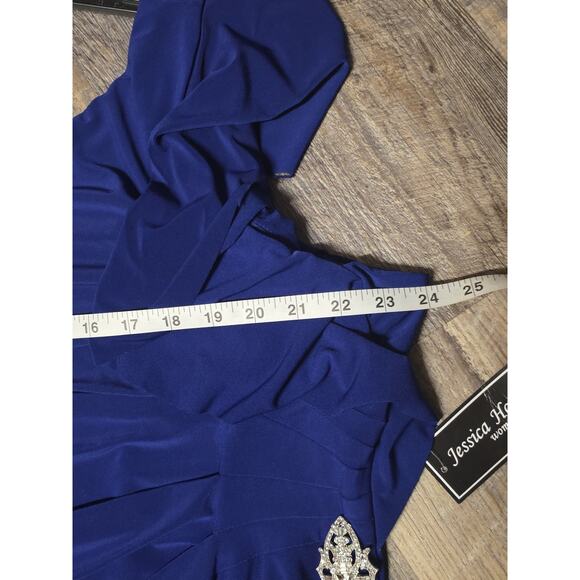 Jessica Howard 20W Cobalt Blue Evening Gown Ruffle Sleeve Chiffon Maxi Dress - Picture 3 of 8